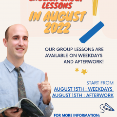 ENGLISH GROUP LESSONS IN AUGUST 2022