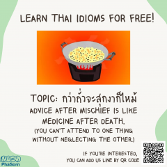 Learn Thai idioms with Phasorn by Zoom for FREE!